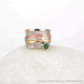 Green Aventurine Spinner Ring - Handcrafted Boho Ring - Pure Silver - 5mm Round - Artisan Jewelry - Jewelry For Teens - Gift For Daughter